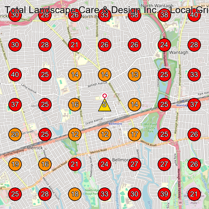 Total Landscape Care & Design Inc. GeoGrid visibility map for Landscape Designer in None